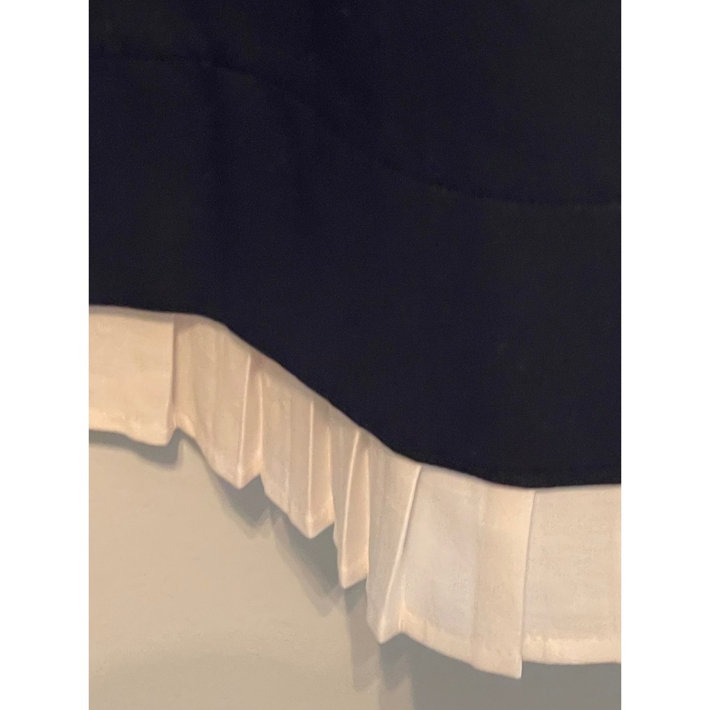 Muyeon Ji Black Midi Dress Bow Detail White Pleated Hem Size Medium - Picture 5 of 8